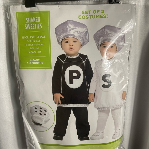 Salt and Pepper Halloween Costume Set 4pcs. Shaker Sweeties Infant 0-6 Months - Picture 1 of 7